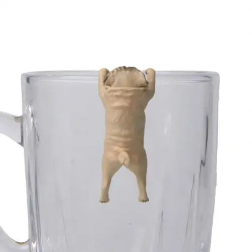 New Arrival Realistic Mini Pug Dog Figurine Hanging on Cup Rim DIY Fairy Garden Accessory Wholesale Dropshipping