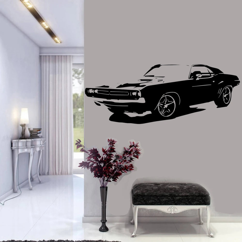 Large Classical Car Wall Sticker  Challenger Bedroom Wall Sticker Art Teen Room Home Decor Vinyl Sticker Living Room WallPaper