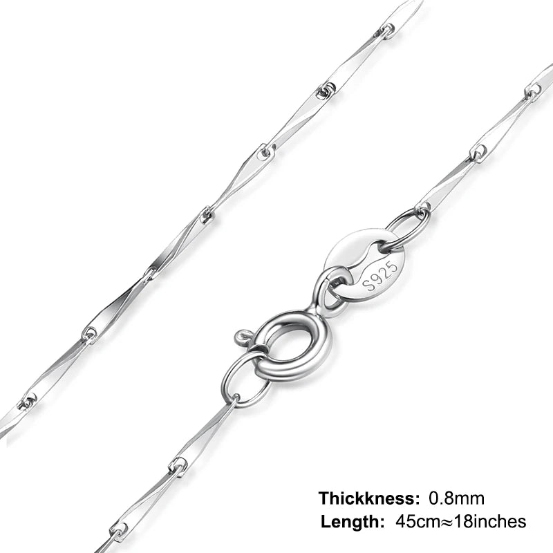 JewelryPalace Genuine 100% 925 Sterling Silver Necklace Ingot Twisted Trace Belcher Snake Bar Singapore Box Chain Necklace Women