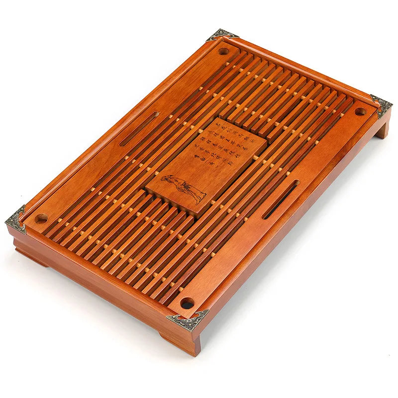 Solid Wood Tea Tray KungFu Tea Set Drawer Chinese Water Drainage Table Tea Tray 43X27X5.5CM