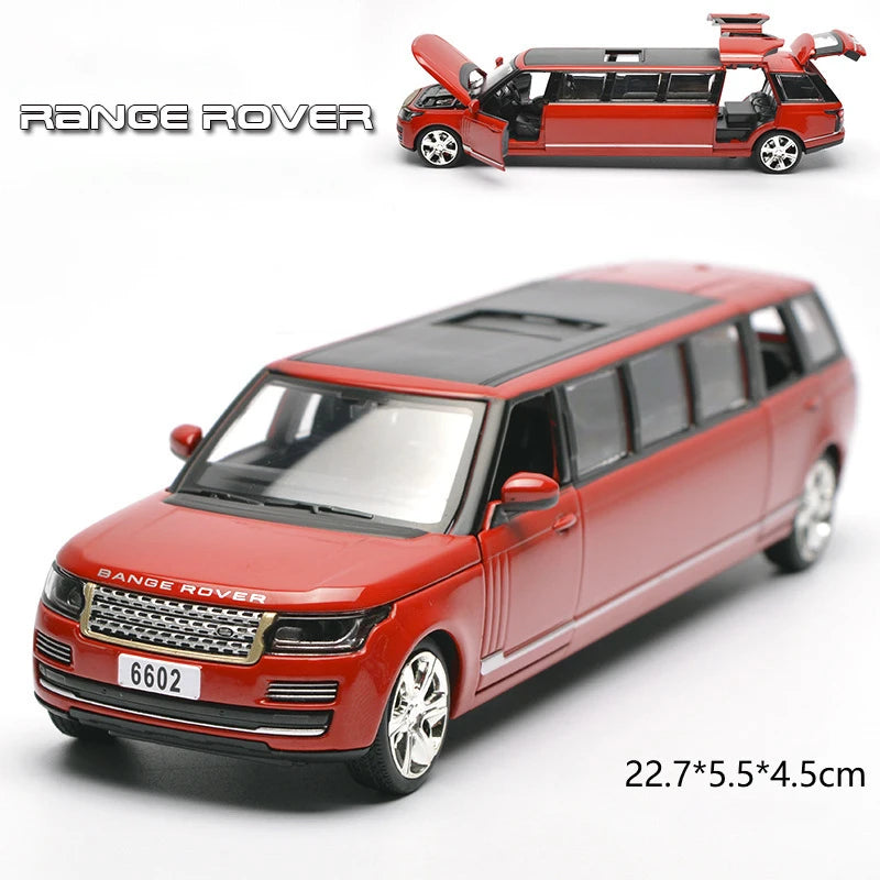 1:32 Rover Range rover Lengthen Alloy Limousine Metal Diecast Car Model Pull Back Flashing Musical Kids Toy Vehicles Gift