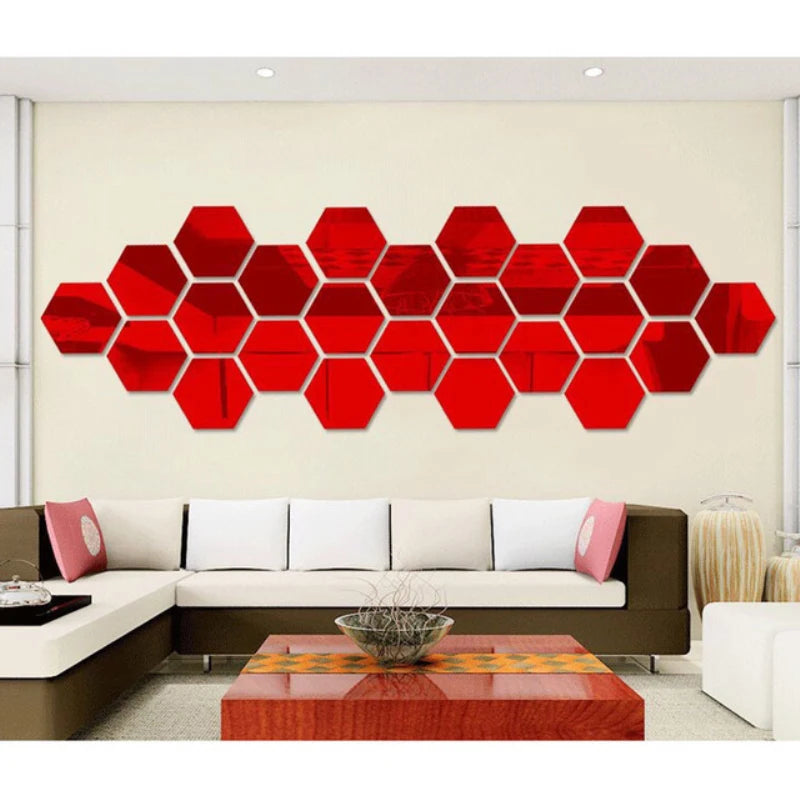 12/24PCS Wall Sticker Mirror 3d Stickers Acrylic Mirror Modern Multi-piece Package Large Pattern Self Adhesive Decorative Mirror