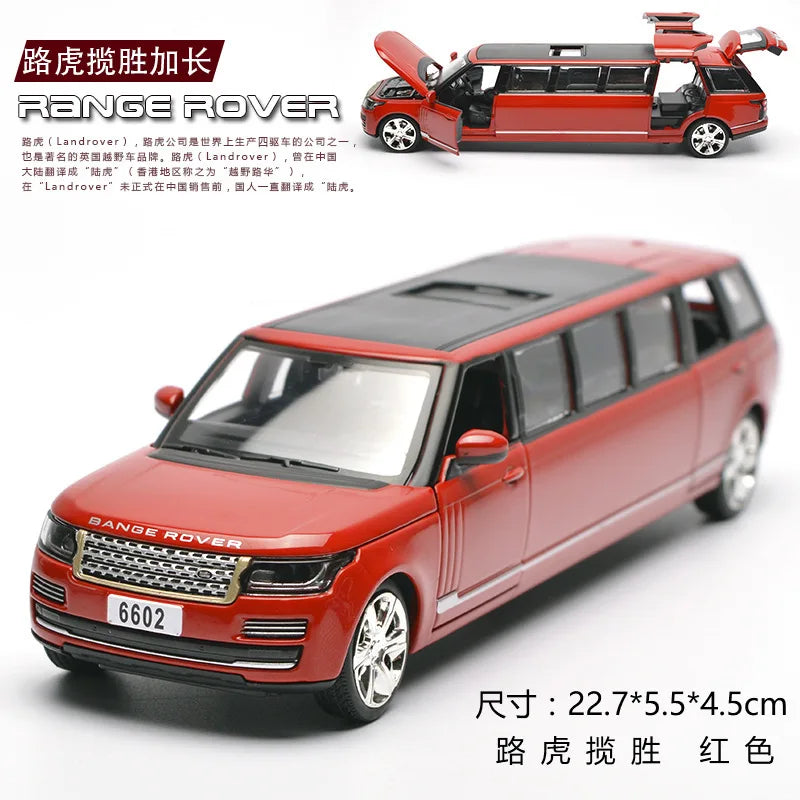 Free Shippin 1:32 Range Rover Alloy Limousine Metal Diecast Car Model Pull Back Flashing Musical Kids Toy Vehicles