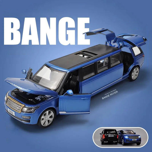 1:32 Rover Range rover Lengthen Alloy Limousine Metal Diecast Car Model Pull Back Flashing Musical Kids Toy Vehicles Gift