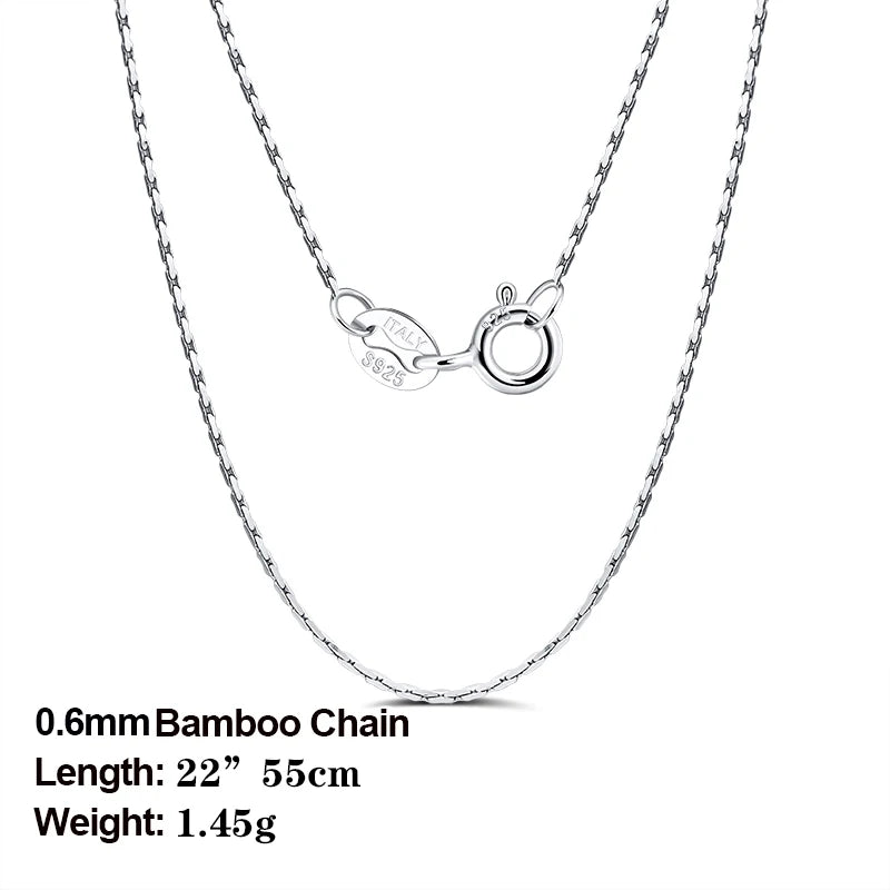 Rinntin 925 Sterling Silver Italian Handmade 1.2mm Chopin Chain Necklace for Women Fashion Simple Basic Neck Chain Jewelry SC53