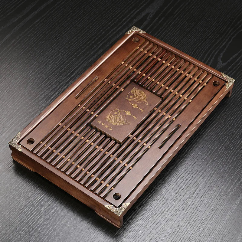 Solid Wood Tea Tray KungFu Tea Set Drawer Chinese Water Drainage Table Tea Tray 43X27X5.5CM