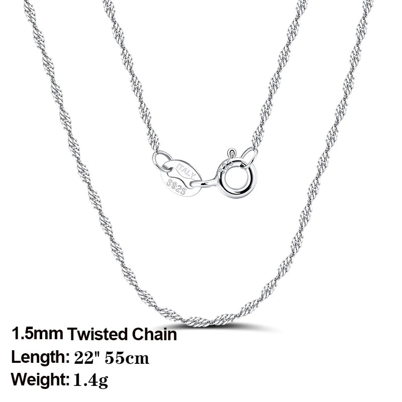 Rinntin 925 Sterling Silver Italian Handmade 1.2mm Chopin Chain Necklace for Women Fashion Simple Basic Neck Chain Jewelry SC53