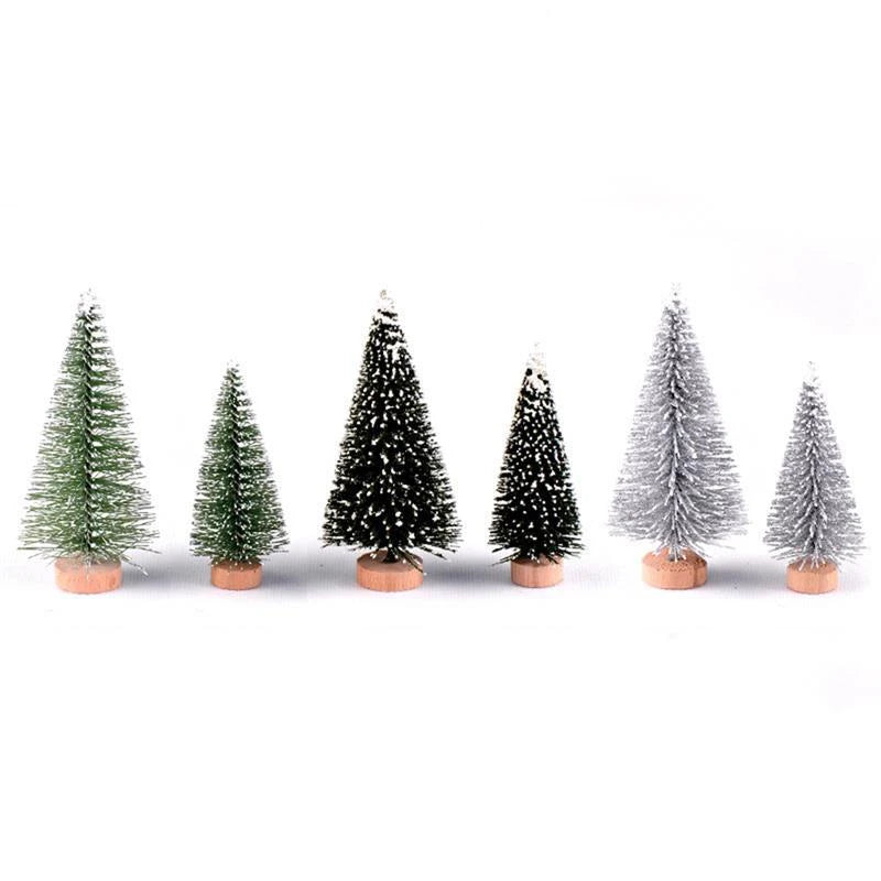 Mini Artificial Christmas Tree Figurine Sisal Silk Cedar Pine Tree Miniature Micro Landscape Fairy Garden New Year Decor 1 PIece