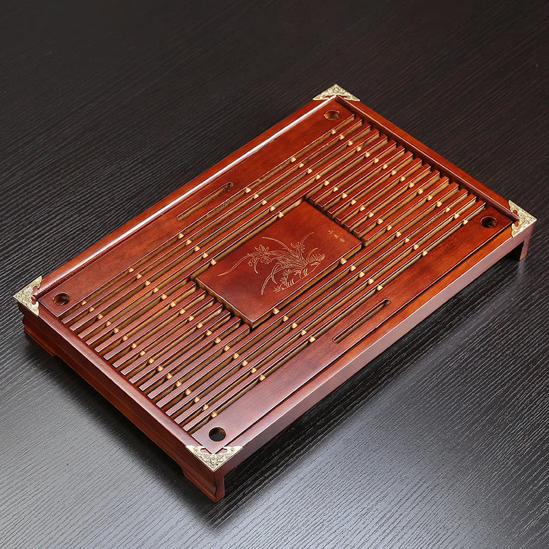 Solid Wood Tea Tray KungFu Tea Set Drawer Chinese Water Drainage Table Tea Tray 43X27X5.5CM