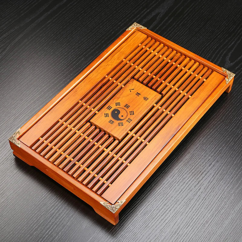 Solid Wood Tea Tray KungFu Tea Set Drawer Chinese Water Drainage Table Tea Tray 43X27X5.5CM