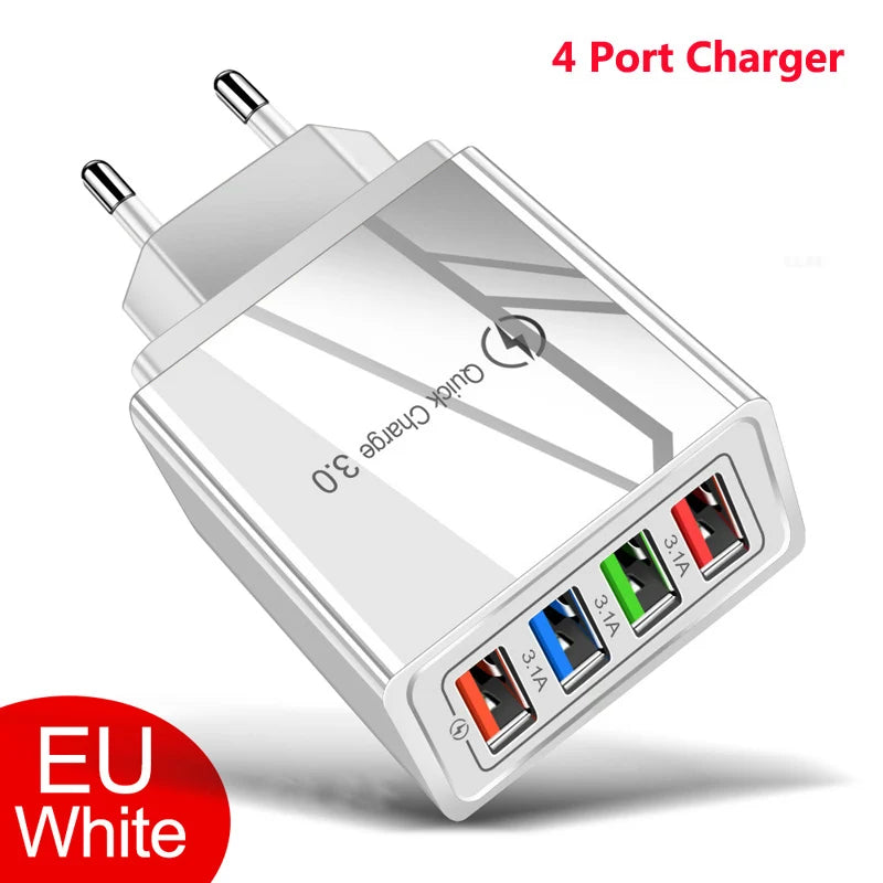 EU Plug USB Charger Quick Charge 3.0 Charger For Huawei Mate 30 20 Xiaomi 11 10T Ultra POCO F3 X3 NFC Wall Mobile Fast Charger