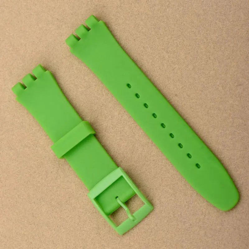 Watch accessories For Swatch silicone strap buckle 17mm19mm rubber strap men's and women's sports strap 20mm watch band