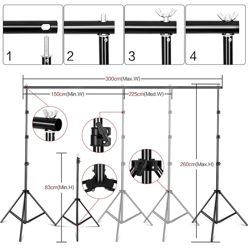 2.6X3M Photography Kit Photo Studio Softbox With Backdrops Tripod Non-Woven Fabric Suitable For Photos Home Photo Graphy