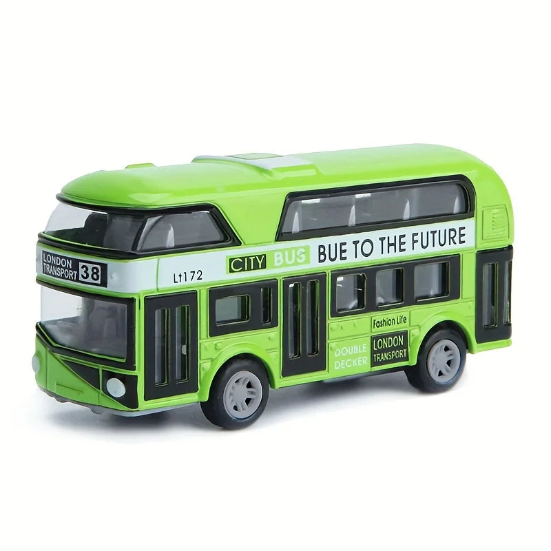 City Bus Sightseeing Double Decker Bus Model Pull Back VehiclesToy Die Cast Pull Back Vehicles Mini Tourist Model Car for Boys