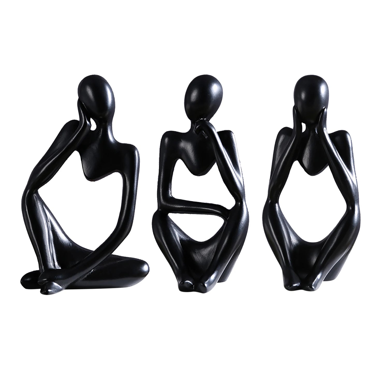 3pcs Thinker Statue Collectible Resin Abstract Art Sculpture Desktop Ornaments Christmas Gifts Home Decor for Office Study Shelf