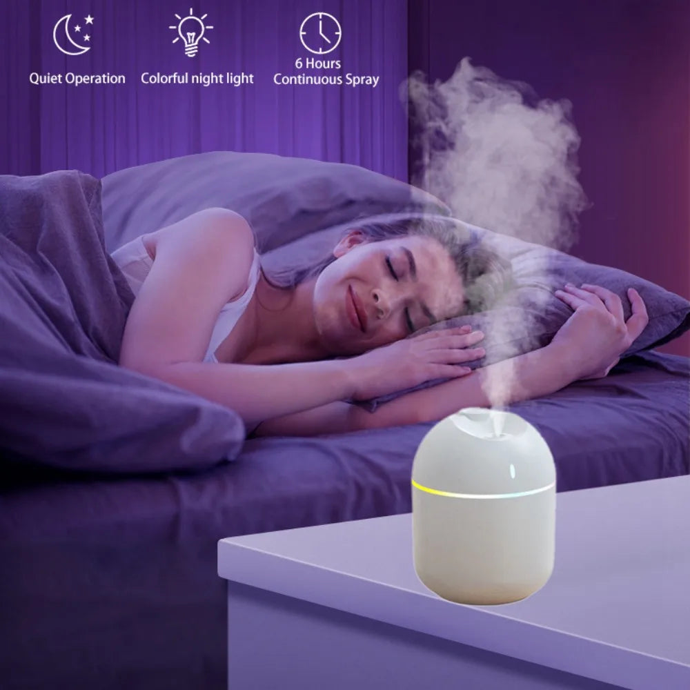 270ML Air Humidifier Cool Mist Aroma Diffuser LED Night Light  power-off protect USB Humidificador For Home Office