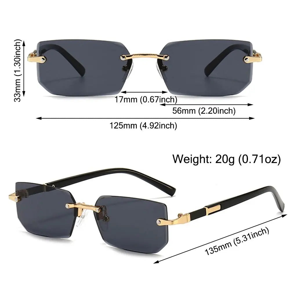 Rimless Sunglasses Rectangle Fashion Popular Women Men Shades Small Square Sun Glasses For Female male Summer Traveling Oculos