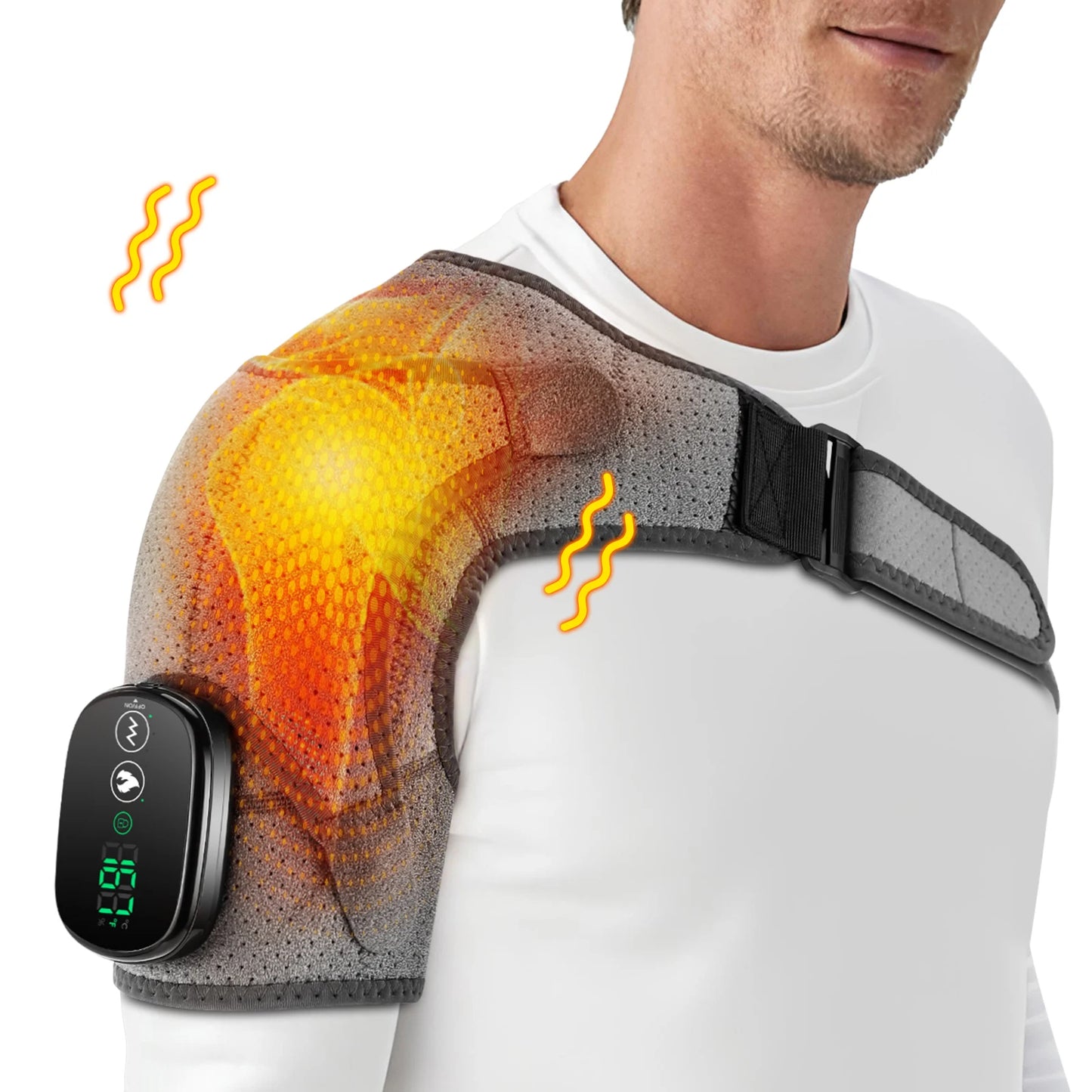 Electric Heating Shoulder Support Belt Vibration 3 Levels Temperature Adjustment Cold Warm Body Relaxation Tool for Both Side