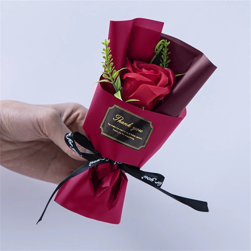 Mini Rose Soap Flower Bouquet Valentine Christmas Graduation Birthday Gift Simulation Floral Decoration Wedding Gift For Guests