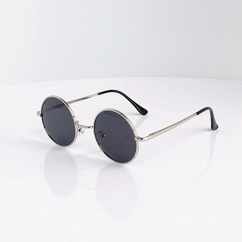 Retro Vintage Round Polarized Sunglasses Men Brand Designer Sun Glasses Women Alloy Metal Frame Black Lens Eyewear Driving UV400