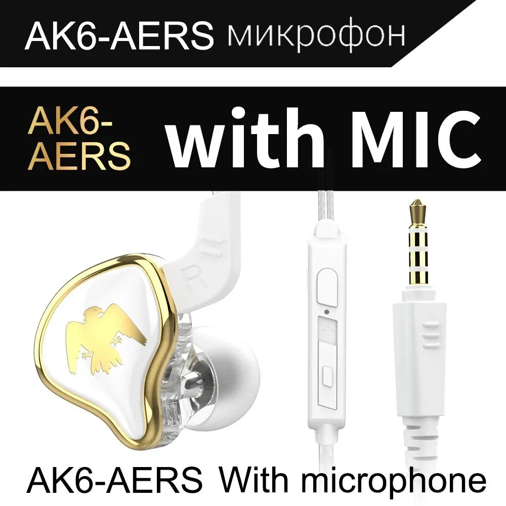 Original QKZ AK6 Ares Dynamic Wired Earphones HIFI Music Sport Earbuds In Ear Headphones Noise Cancelling Bass Headset with Mic