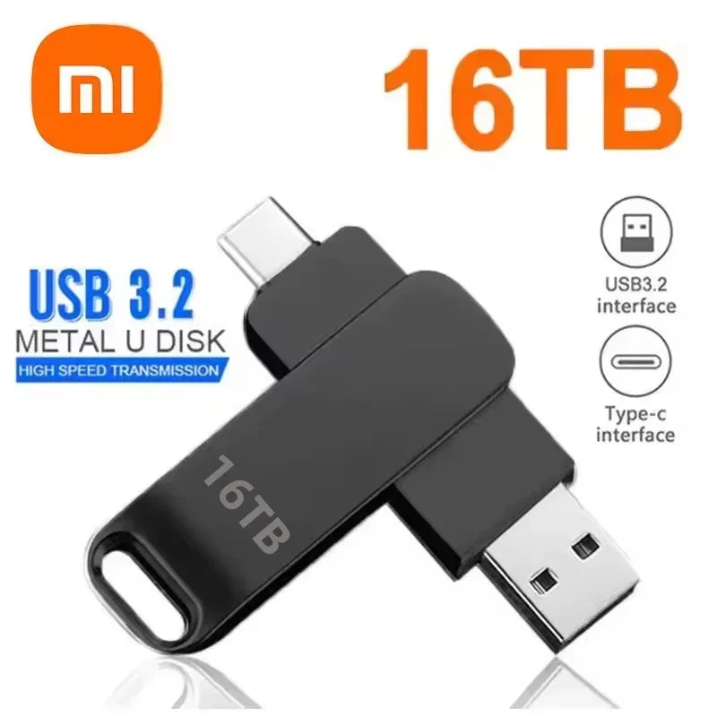 Xiaomi 16TB USB 3.2 Flash Drives High Speed Transfer Metal Pendrive Memory Card Pendrive Flash Disk Memoria Waterproof Stick