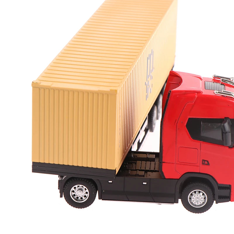 New 1PC 1:36 Diecast Alloy Truck Head Model Toy Container Truck Pull Back With Light Engineering Transport Vehicle For Children