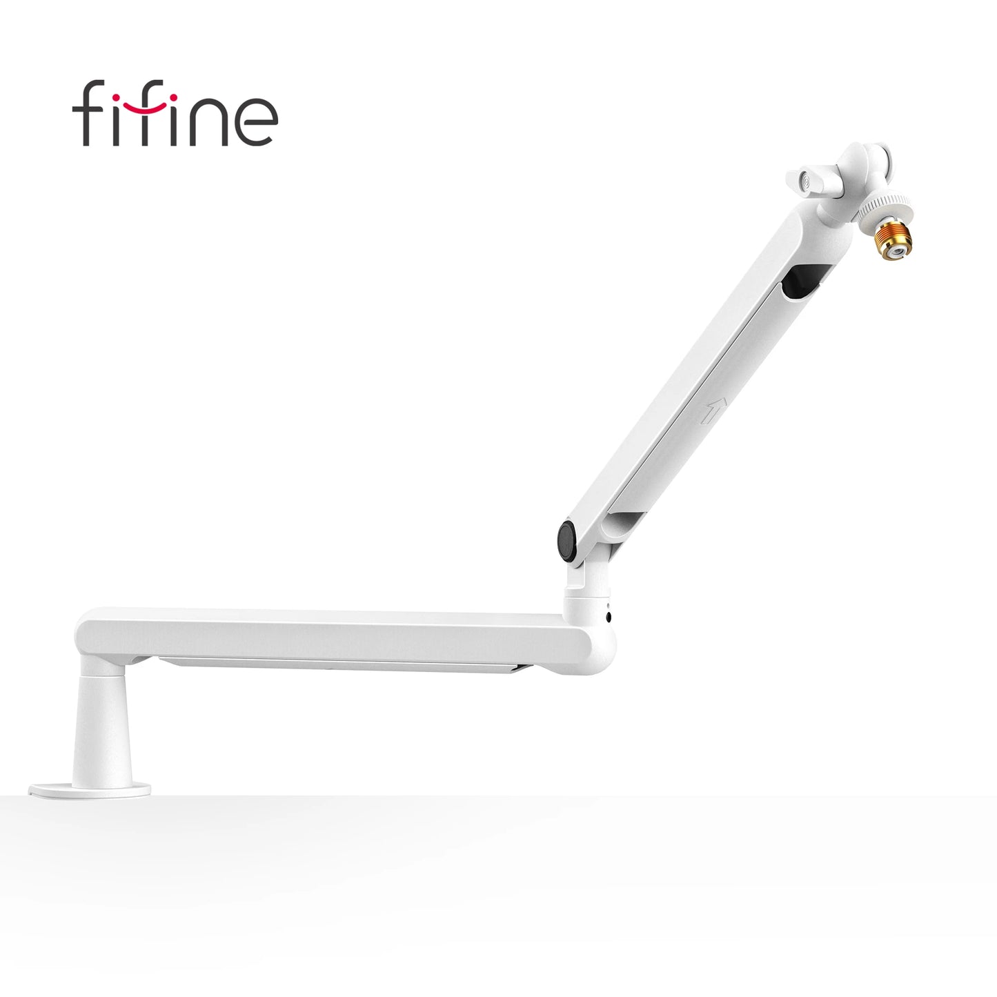 FIFINE Microphone Boom Arm, Adjustable Low Profile Mic Arm with Desk Mount Clamp,Cable Storage for Streaming Gaming-White BM88W