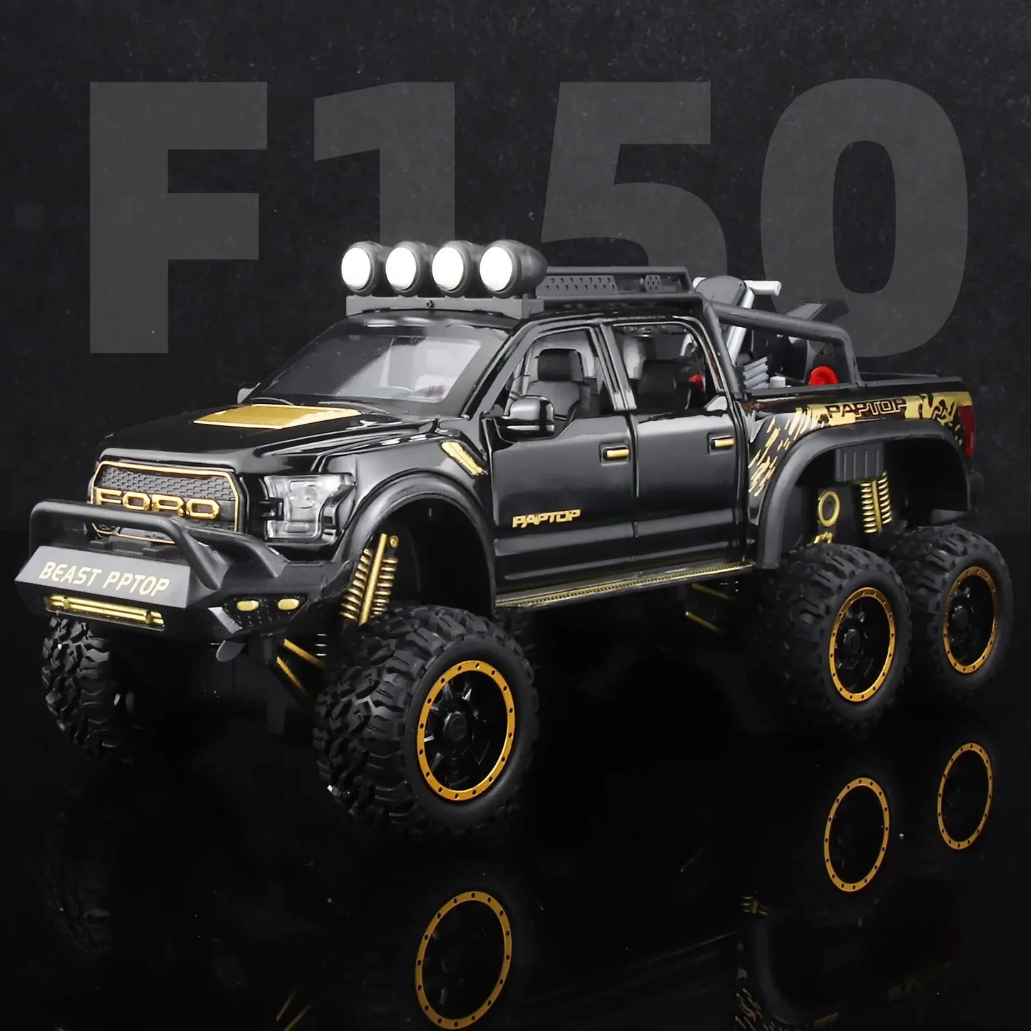 1:24 Pickup Trucks for Boys F150 Raptor Diecast Metal Model Car with Sound and Light for Kids Age 3 Year and up Blue