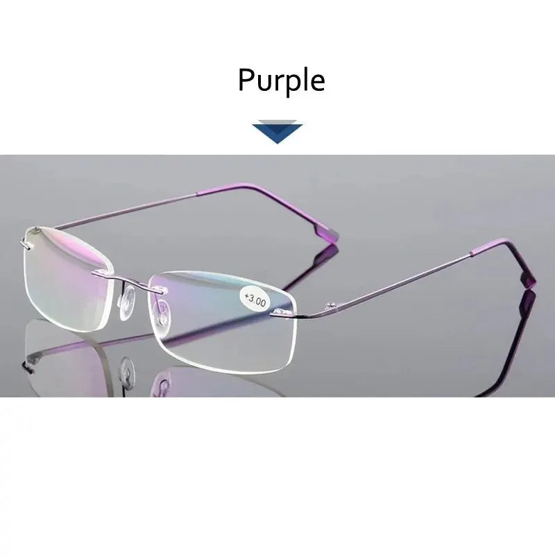 Ultralight TR90 Memory Titanium Rimless Reading Glasses Men&Women Presbyopic Eyeglasses +1.0 +1.5 +2.0 To+3.5 +4.0