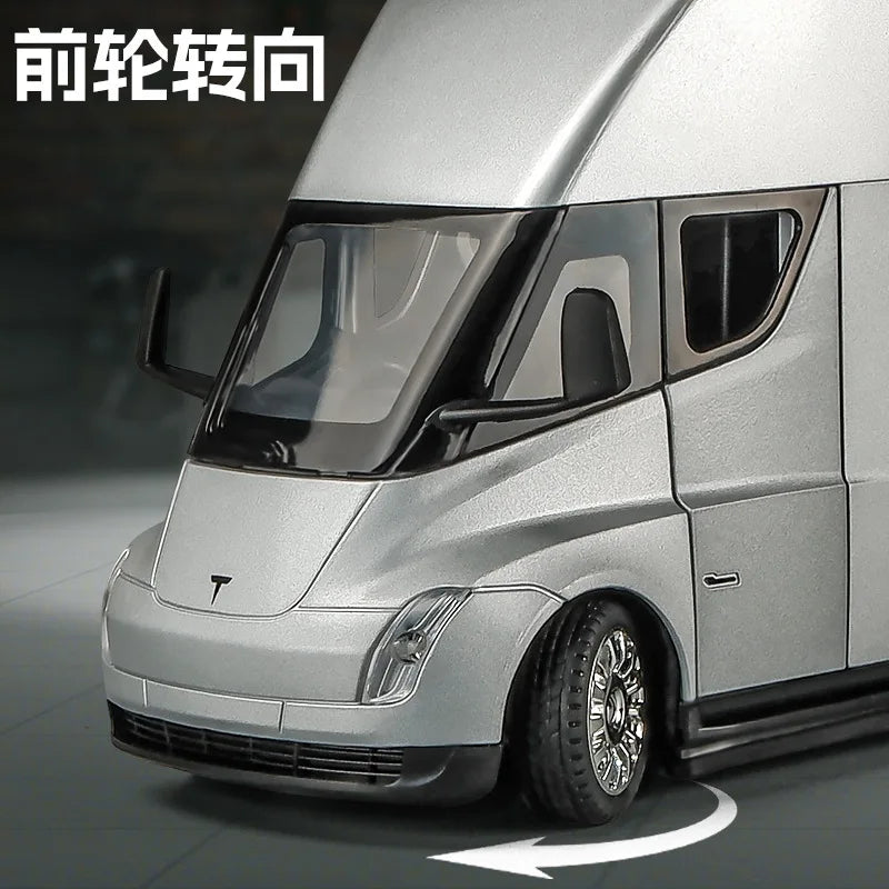 1:24 Tesla SEMI truck Head Trailer Model Metal Alloy Diecast Sound & Light Gift With Boys Collection Car Model Toy C325