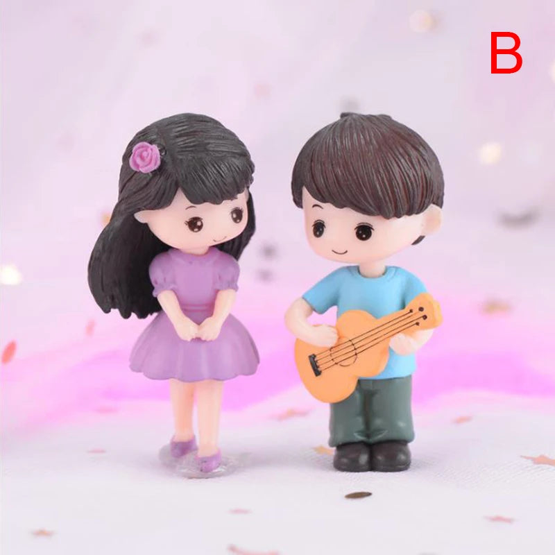 Mini Cute Figurines Couple lover Miniature Wedding Gift Miniature Landscape Ornaments Fairy Garden Bonsai DollHouse Decorations