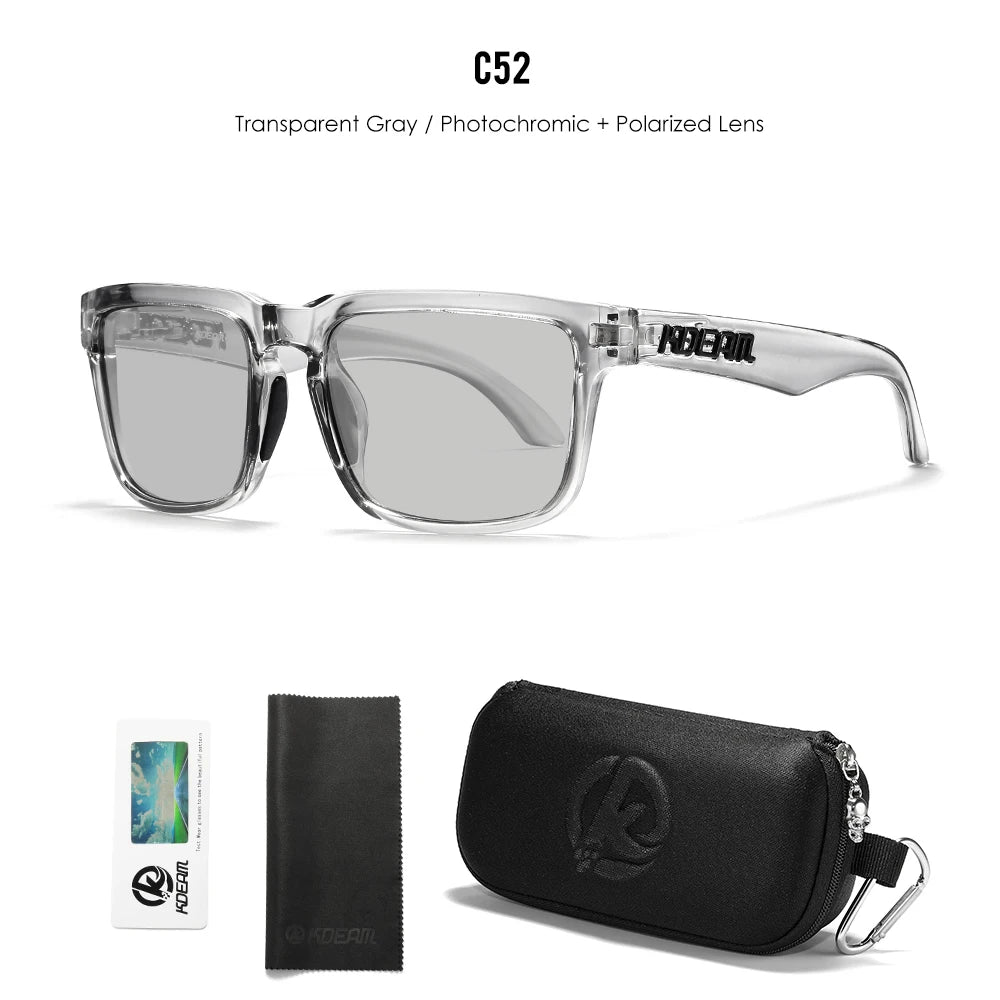 KDEAM Men's Polarized Sunglasses Square Casual Outdoors Sun Glasses Women Unisex Sunglass For Couple With Zipper Case