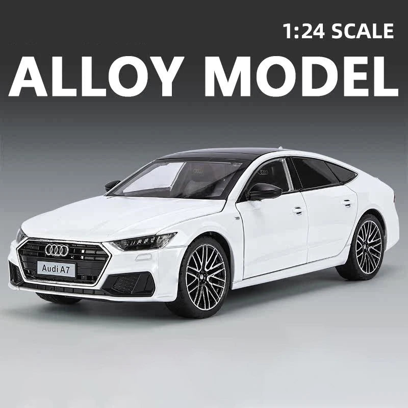 1:24 Audi A7 Alloy Toy Car Model Wheel Steering Sound and Light Children's Toy Collectibles Birthday Gift