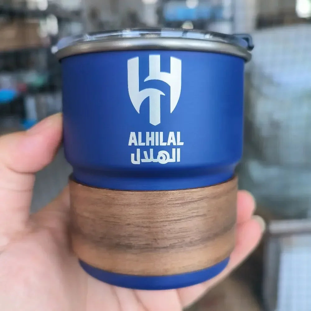 Al-Hilal Saudi logo Stainless Steel Cup Beer Mug with Lid 300ml Outdoor Camping Coffee Mug Wholesale Custom Insulated cup Weird