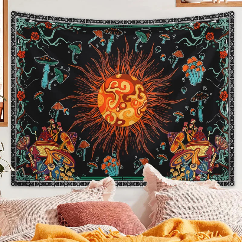 1pcS75*58cm Sun Moon Horoscope Divination Printed Tapestry Home DecorTapestry Wall Decor