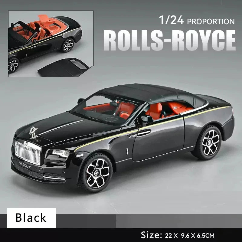 1:24 Rolls Royce Dawn Car Model Simulation Alloy Convertible Sports Car Sound And Light Pull Back Toy Car Boy Collection Gift