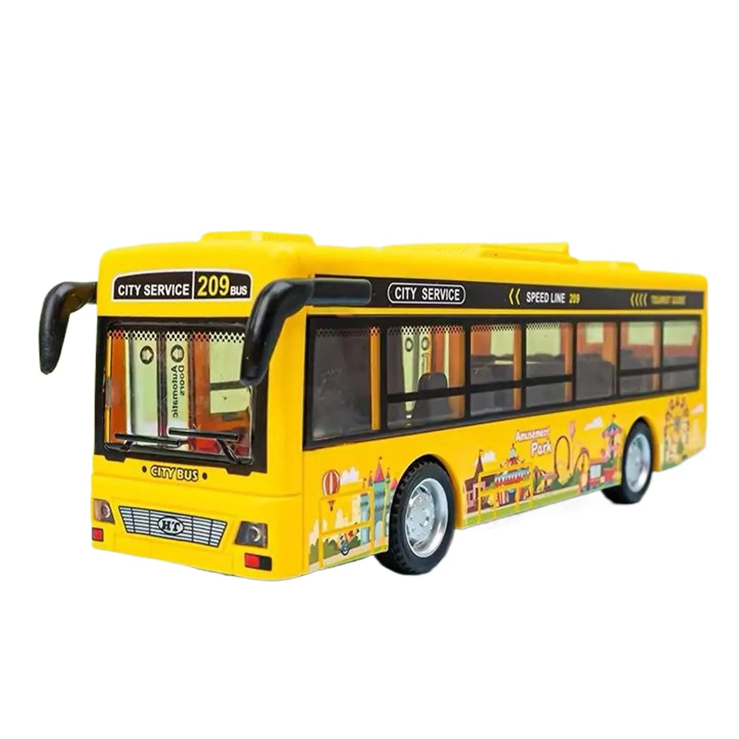 Openable Doors Built-in Lighting Music Simulated Bus Toys Interactive Toy Car Collection Educational Toy Boy Girl Birthday Gifts