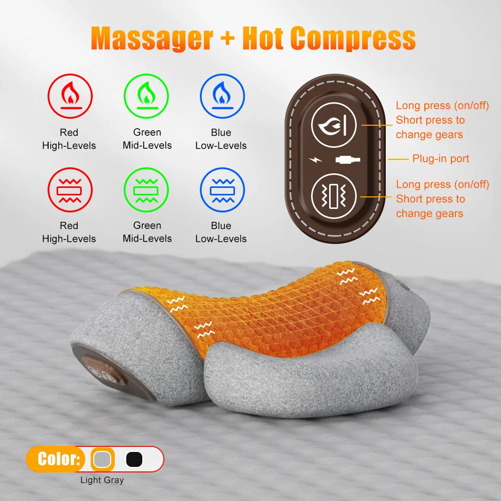 Electric Heating Cervical Massager Pillow Hot Compress Vibration Massage Neck Traction Relax Sleeping Pillow Spine Support