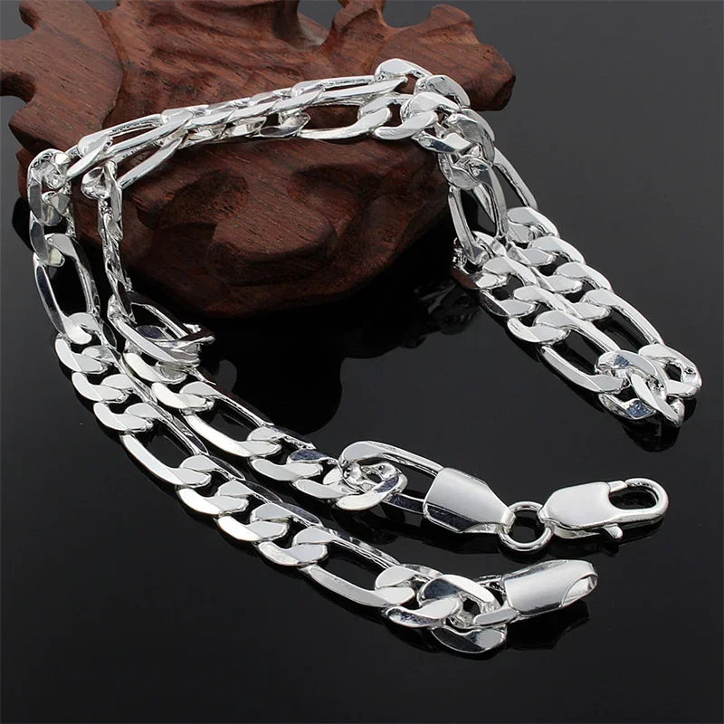 Men's 925 Sterling Silver 2MM/4MM/6MM/8MM/12MM Chain Necklace 16-30 Inch for Man Women Fashion Jewelry High End Necklace