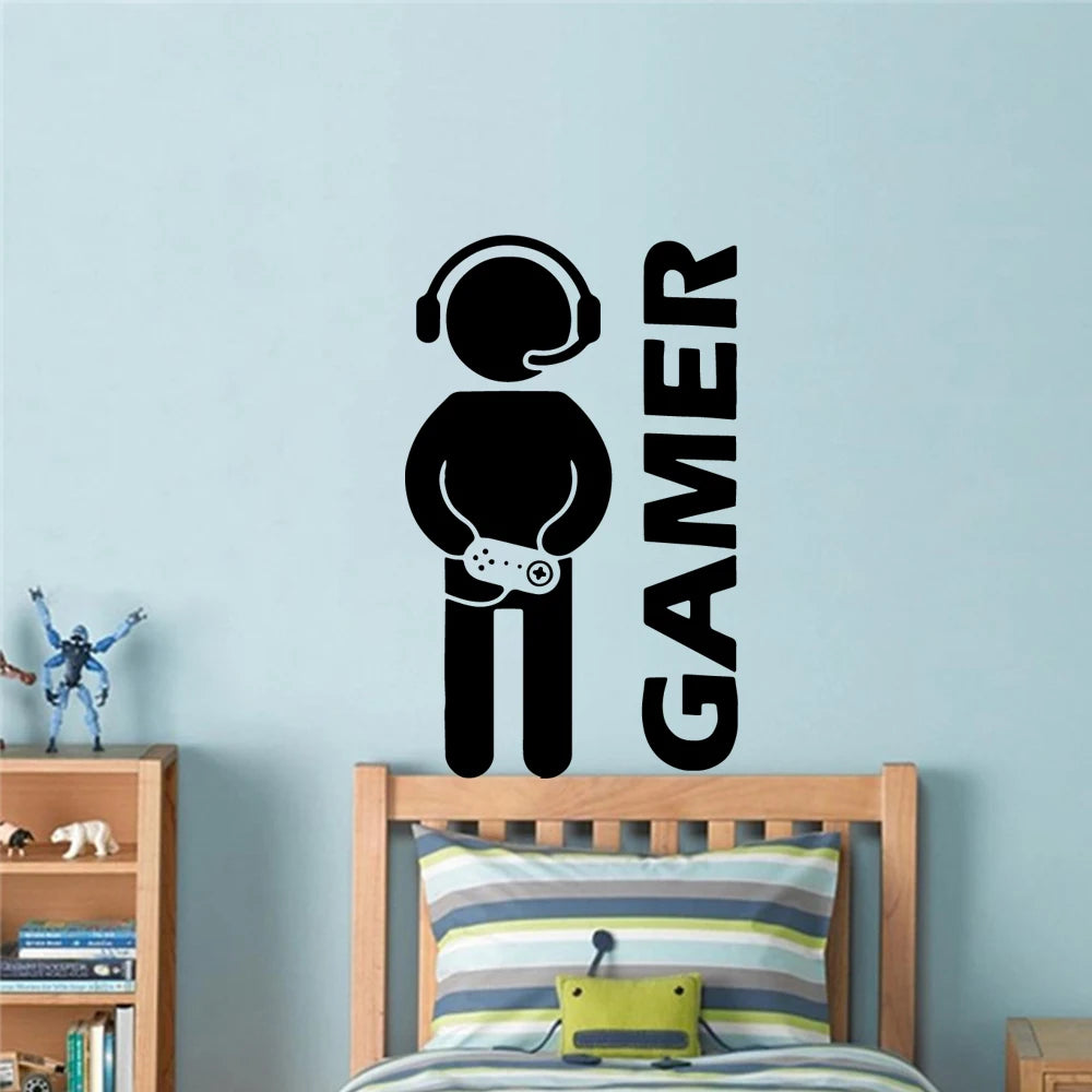 1 pc nice cartoon headphone gamer Wall Sticker Removable Wall Stickers For Kids Rooms Decoration Diy Wallpaper Decor Wallpaper