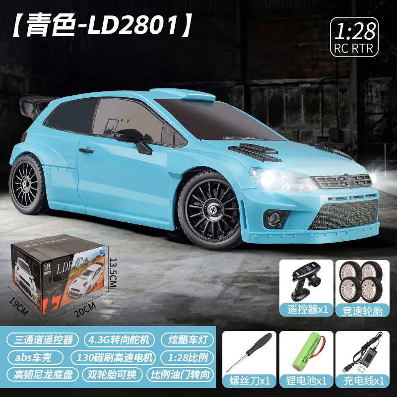 LD2801 RC Drift car 1:28 Race Cars 2.4g Radio Control 4WD High-Speed Motor Vehicle Model Cars Toy for Christmas Gifts