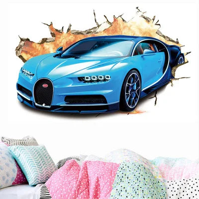 3D Urban High end Sports Car Cool Motorcycle Car Wall Sticker Boys' Room Car Art Poster Wallpaper Boys' Dream Gift Decoration