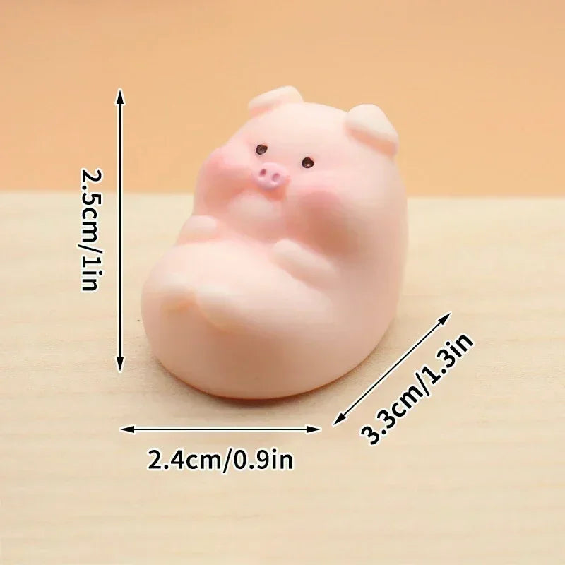 Cute Cartoon Pink Pig Figurine Miniaturas Ornament Resin Kawaii Pig Home Decor Figurines Desk Decoration Miniatures Room Decor