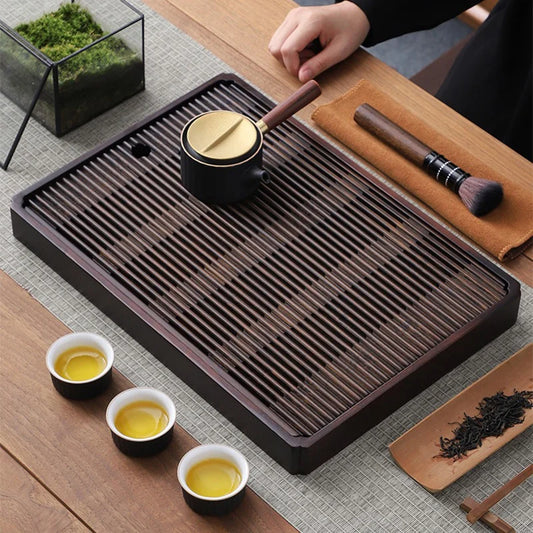 GIANXI Chinese Natural Bamboo Tea Tray Water Storage Kung Fu Tea Set Simple Rectangular Tea Board Tea Storage Tray