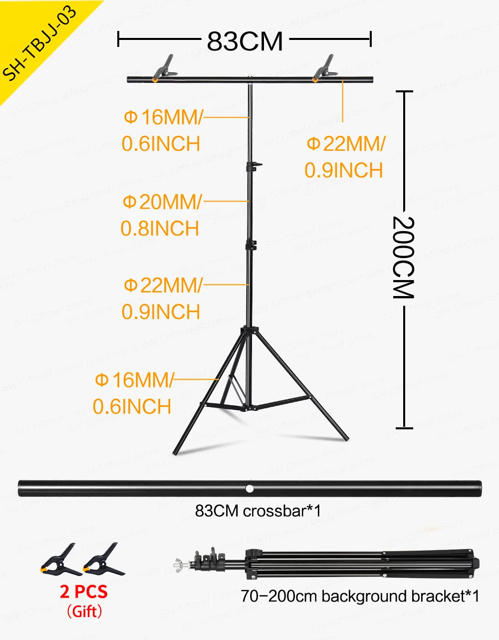 T-Shape Portable Background Stand Kit Adjustable Photography Background Photo Backdrop Frame with Spring Clamps For Photo Studio