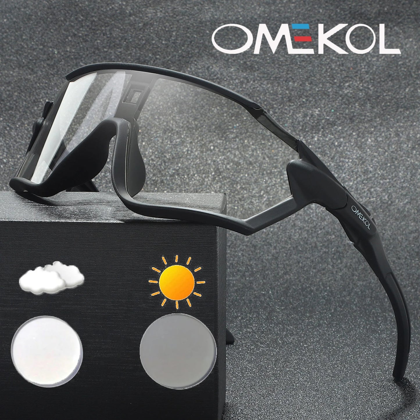 OMEKOL Brand New Photochromic Cycling Glasses Bicycle Eyewear Men Women Mtb Bike Baseball Sports Sunglasses Cycling Glasses