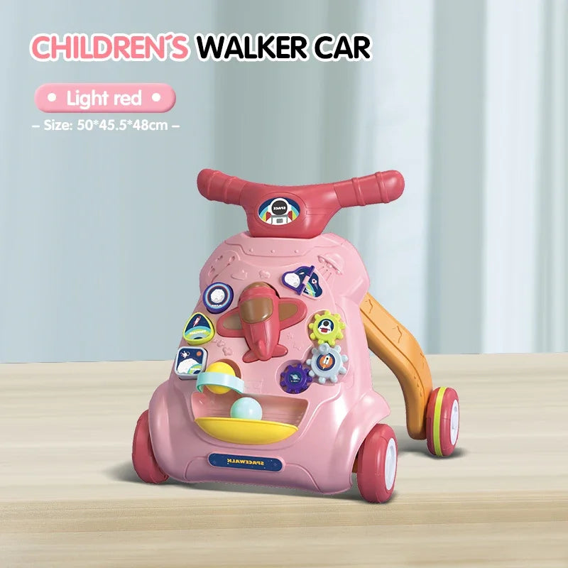 Baby Drag Walker with Wheel Kawaii Musical Flashing Toy Push Walking for Toddler Multifunction Activities Baby Toy 0-12 Months