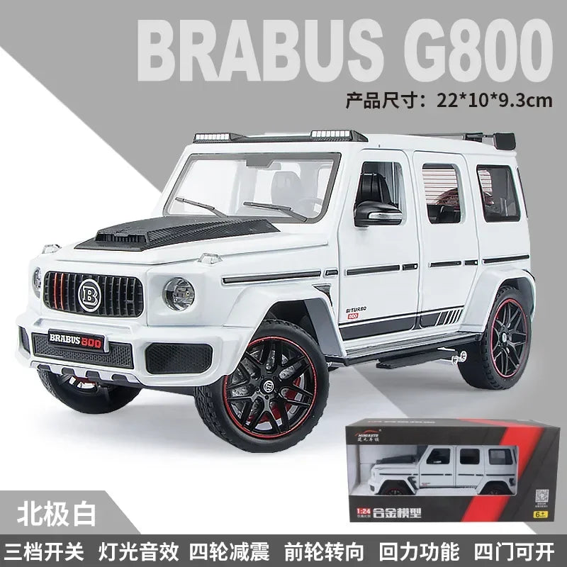 1:24 Mercedes Benz BRABUS G800 High Simulation Diecast Metal Alloy Model car Sound Light Pull Back Collection Kids Toy Gift