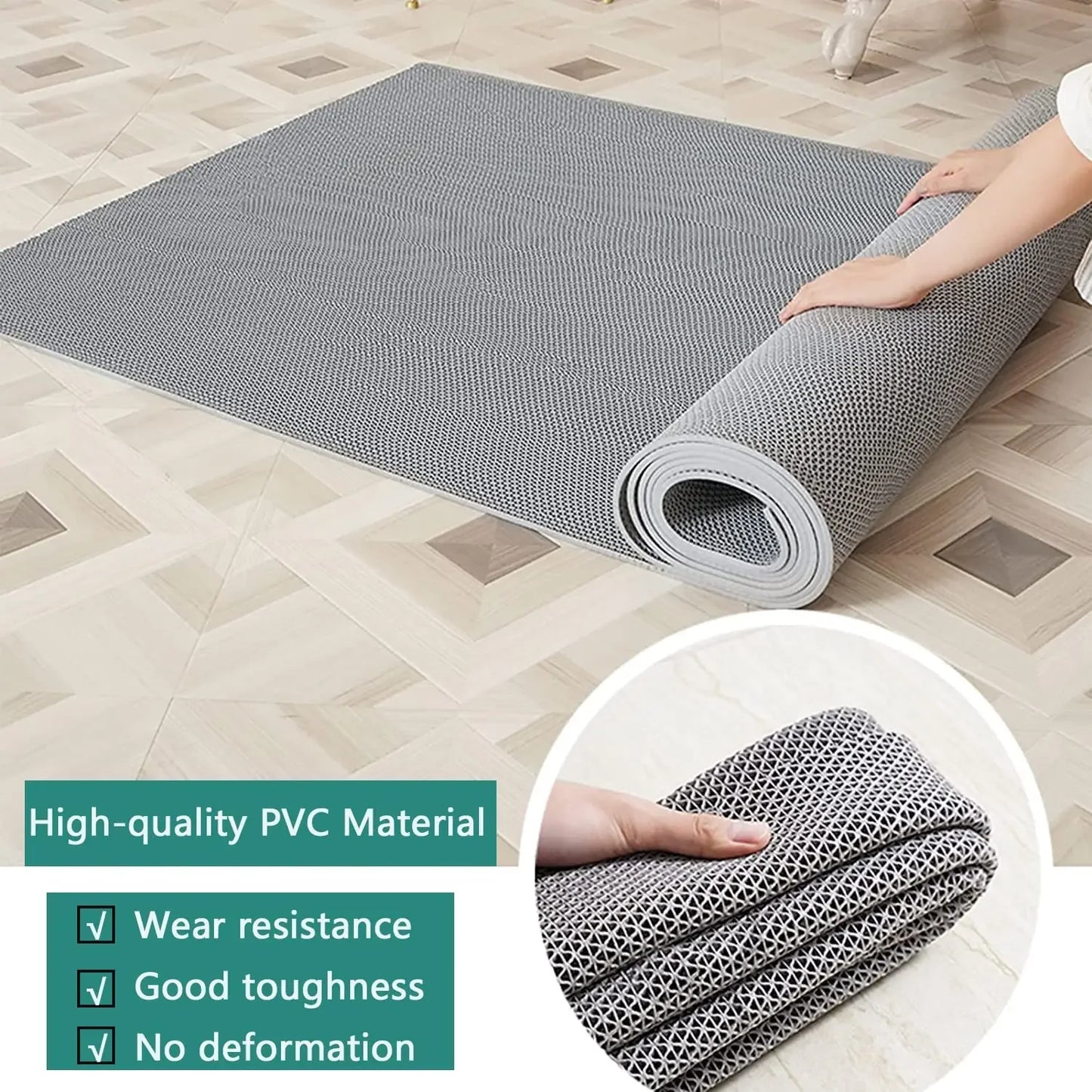 Hollow Non-slip Drainage Floor Mat Bathroom Damp Area Door Shower Floor Mat Multi-functional Kitchen Waterproof Plastic Carpet